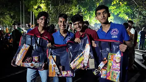 Students on campus during the Diwali celebrations