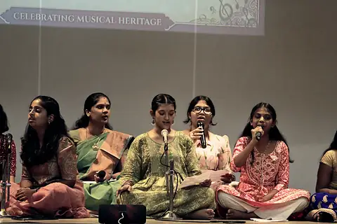 Singers performing at the Swaranjali Sangeet Sabha
