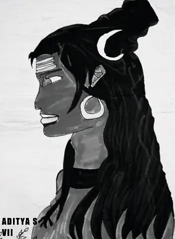 Lord Shiva in profile, with a crescent moon and matted hair, in greys
The Crossroads, Issue 08 · May 2023