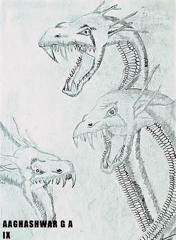 Three dragons' heads, drawn on pale blue-green paper
The Crossroads, Issue 08 · May 2023