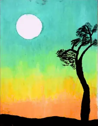 A dark tree silhouetted against a gradient from turquoise to orange, under a white moon
The Crossroads, Issue 10 · August 2023
