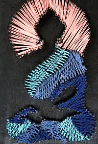 A seated figure picked out in coloured thread on black, with a halo of pink rays
The Crossroads, Issue 11 · September 2023