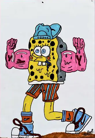 SpongeBob with pink muscled arms, striding in trainers
The Crossroads, Issue 14 · January–February 2024
