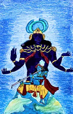 A many-armed blue deity standing on the globe
The Crossroads, Issue 20 · November–December 2024