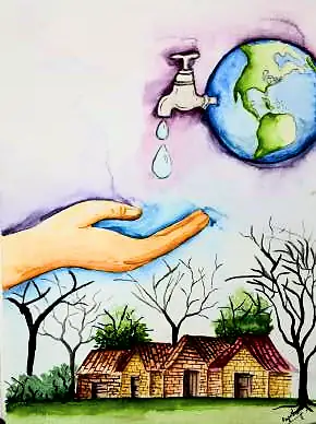 A hand catching a drop from a tap above the earth, over a village
The Crossroads, Issue 22 · February 2025