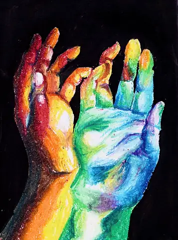 Two cupped hands in rainbow colours on black
The Crossroads, Issue 26 · Anand Utsav issue