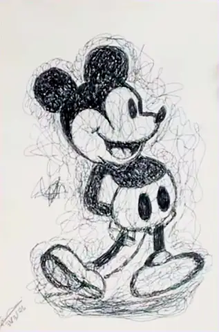 Mickey Mouse drawn in a tangle of fine pencil lines
The Crossroads, Issue 33 · October 2026