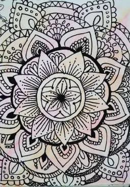 A lotus mandala in black line