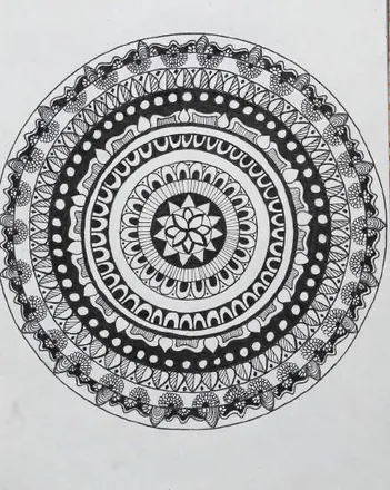 A round mandala in black and white