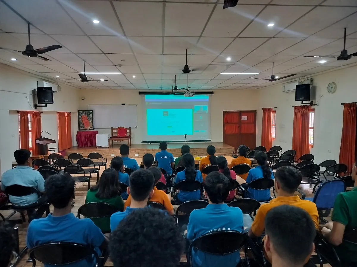 Class 12 students in the hall for the career guidance session